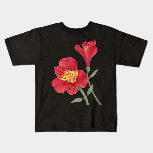 Vintage Lily Flower Kids T-Shirt by Annelie